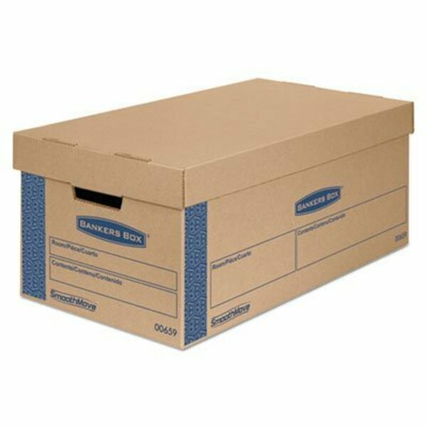 Fellowes MOVING & STORAGE BOXES, SMALL, HALF SLOTTED CONTAINER HSC, 24inX12inX10in, BROWN KRAFT/BLUE, 8CT 0065901